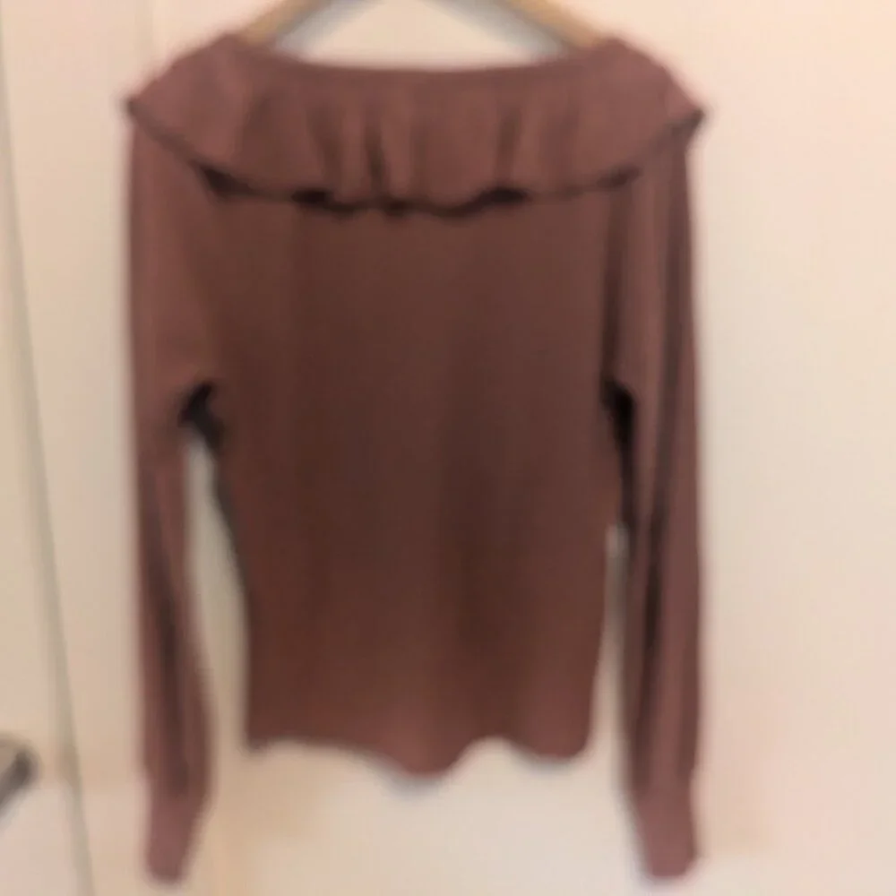 Nation LTD Burnt Orange Lalita Ruffled Neckline Long Sleeve Tee - Picture 8 of 12